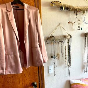 Women's Blush Pink Open-Front Blazer